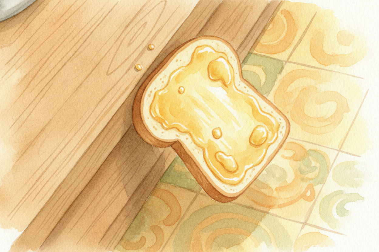 There's one more sneaky pusher you can't see: ++gravity++. It's the **constant downward pull** that drops your toast, en