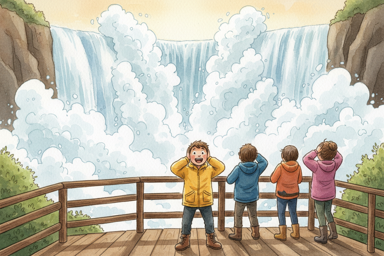 When all that water **slams into the rocks** below, the energy has to go somewhere. Some turns into sound — that ~~thund