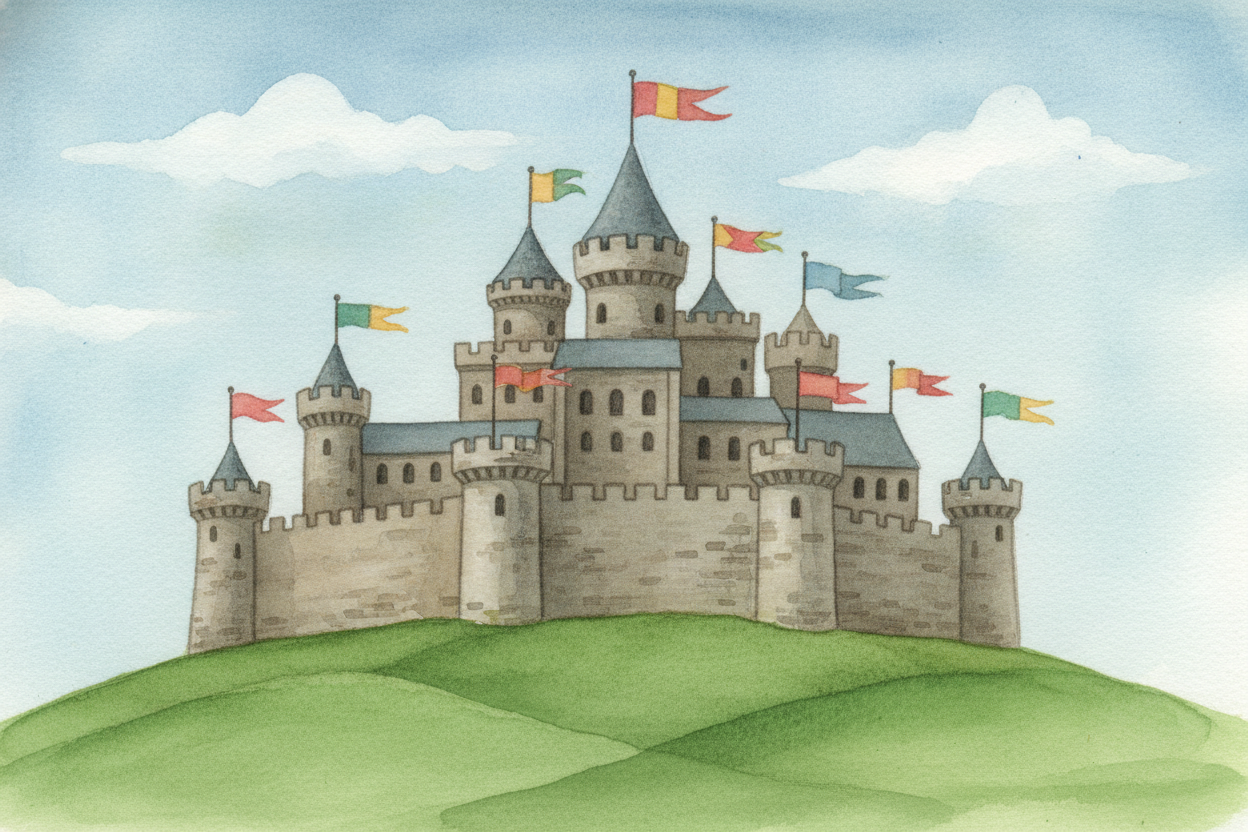 ~~Picture a castle on a hill~~ — thick stone walls, pointy towers, a flag snapping in the wind. From the outside it look