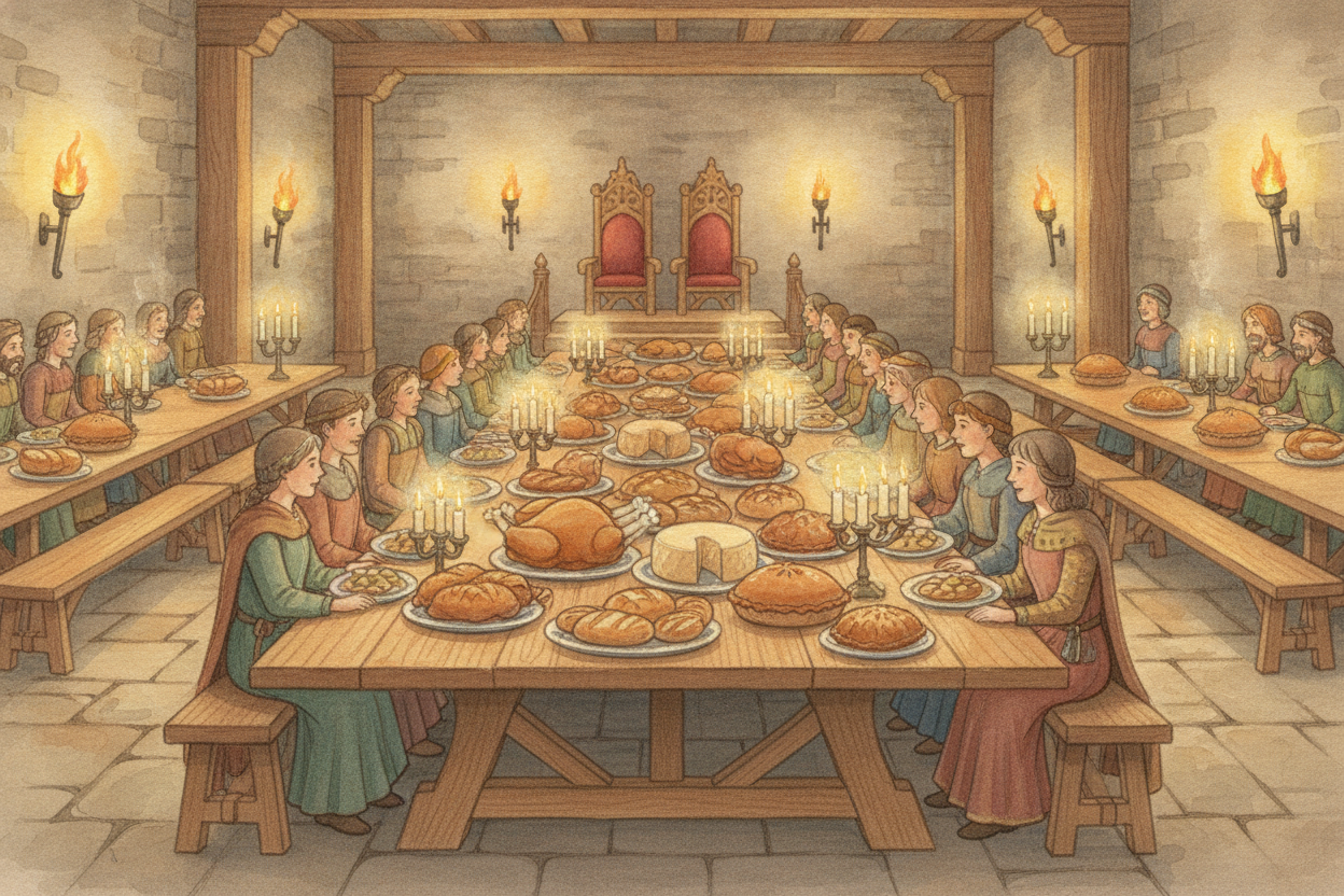The heart of the castle was the ++Great Hall++. This was the **dining room, meeting room, and party room all in one**. T
