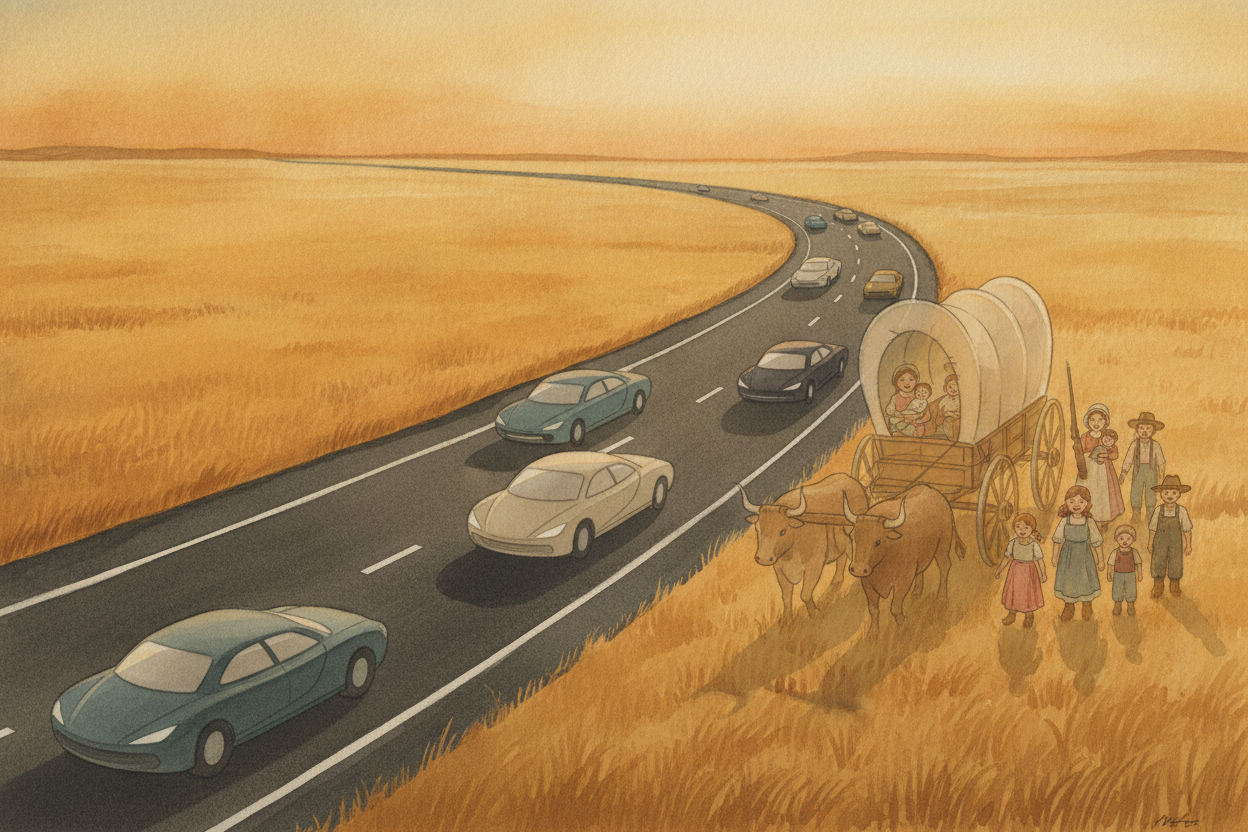 Today those endless trails are highways, and the sod houses have **melted back into the prairie**. But if you've ever *b