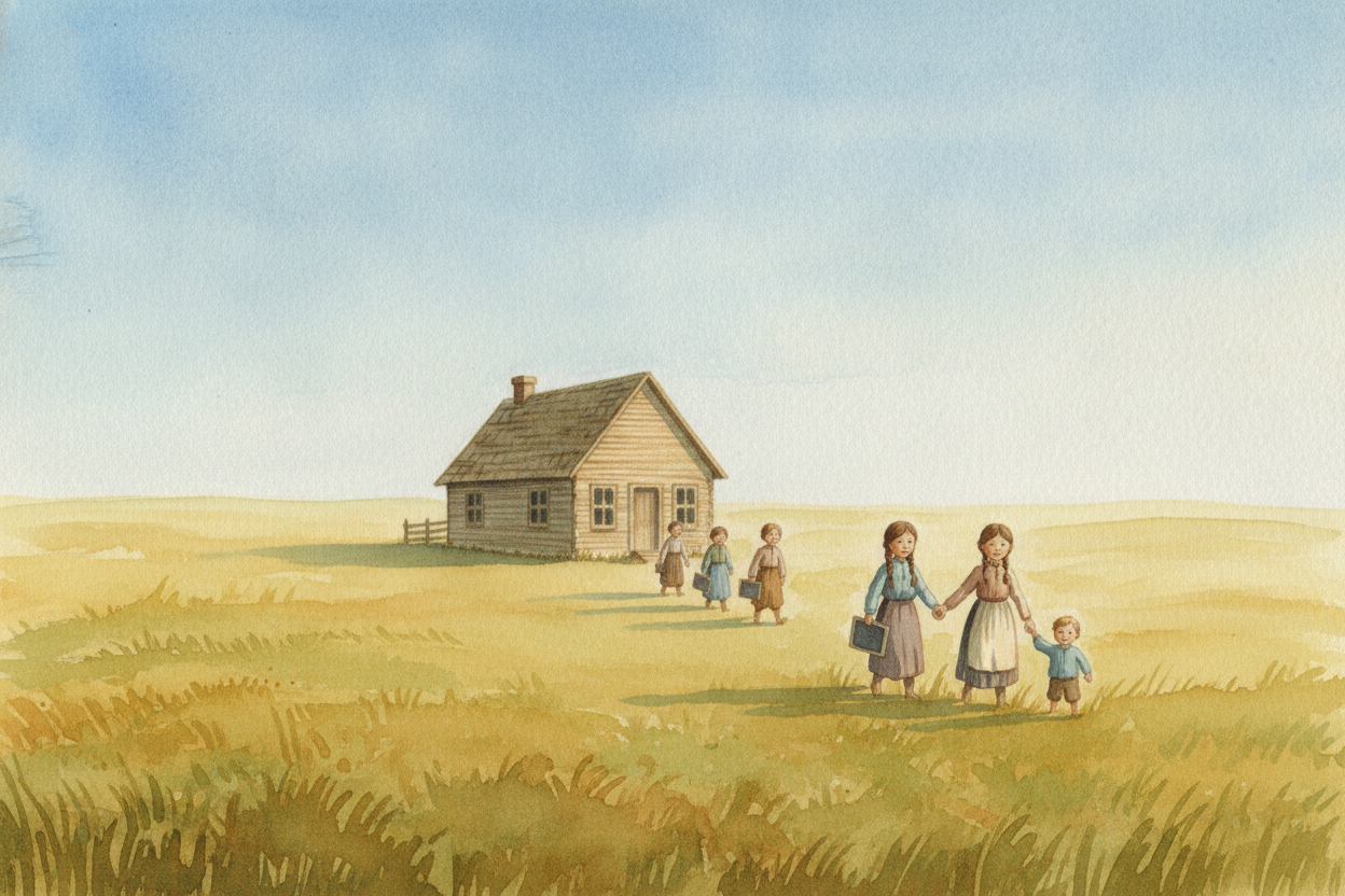 Children worked too, and **not as a punishment** — the family simply needed every hand. Kids fed chickens, hauled water,