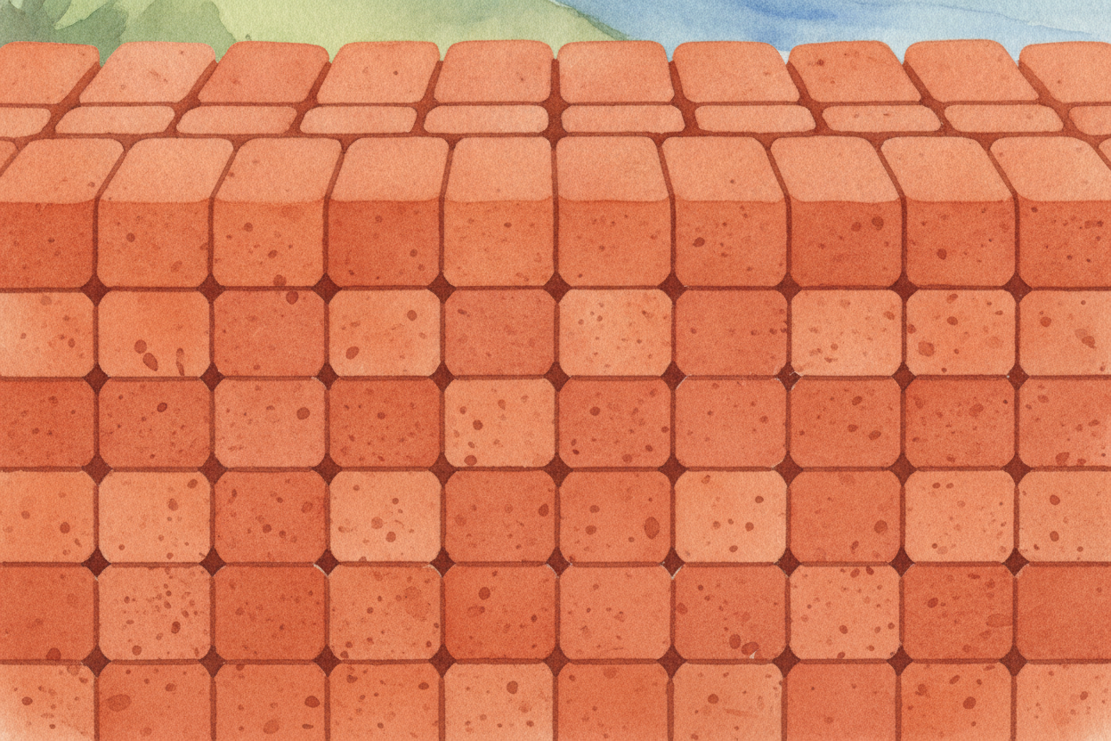 ~~Now look closer~~ at the bricks. They're **not random lumps of dried mud**. They're baked rectangles, all the same sha