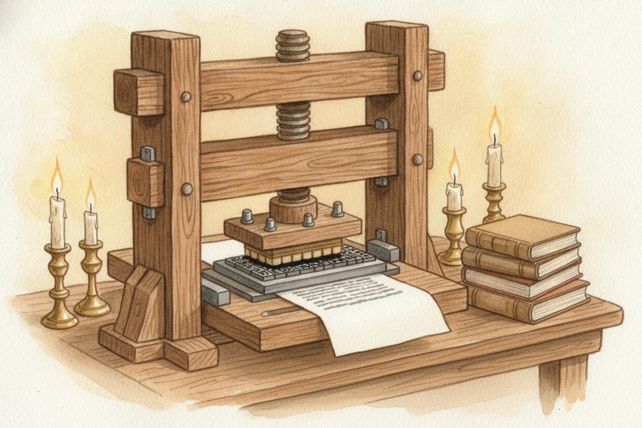 Then came an invention that changed everything: the printing press, built by ++Johannes Gutenberg++ around 1440. ~~Befor