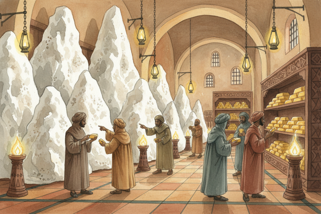 By the 1300s, ++Timbuktu++ had become **fabulously rich**. Gold from mines to the south flowed through the city on its w