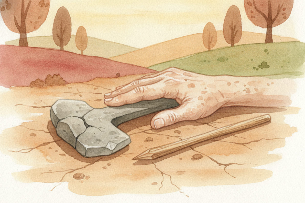 ~~We'll start small.~~ **Really small.** A pointed stick, a rounded stone, a sharpened flake of rock. The first tools *w