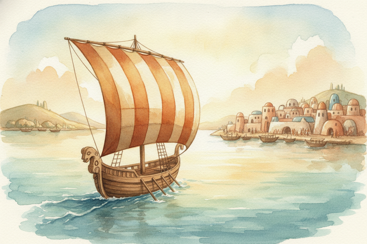Then came the great travelers of the ancient seas: the ++Phoenicians++. They were traders, sailing all around the Medite