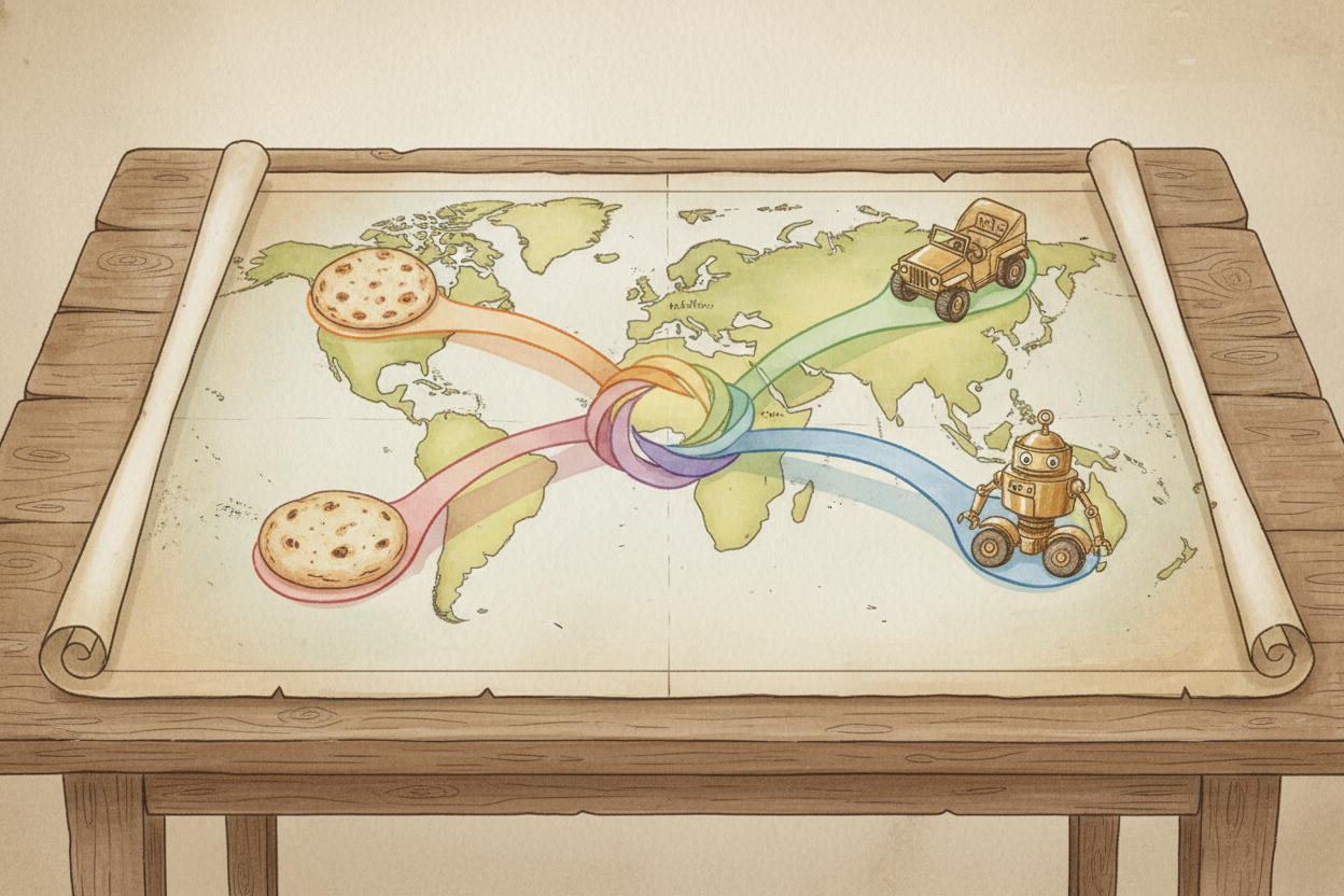 Sometimes we borrow from other languages. "++Pizza++" came from Italian. "++Safari++" came from Swahili. "++Robot++" cam