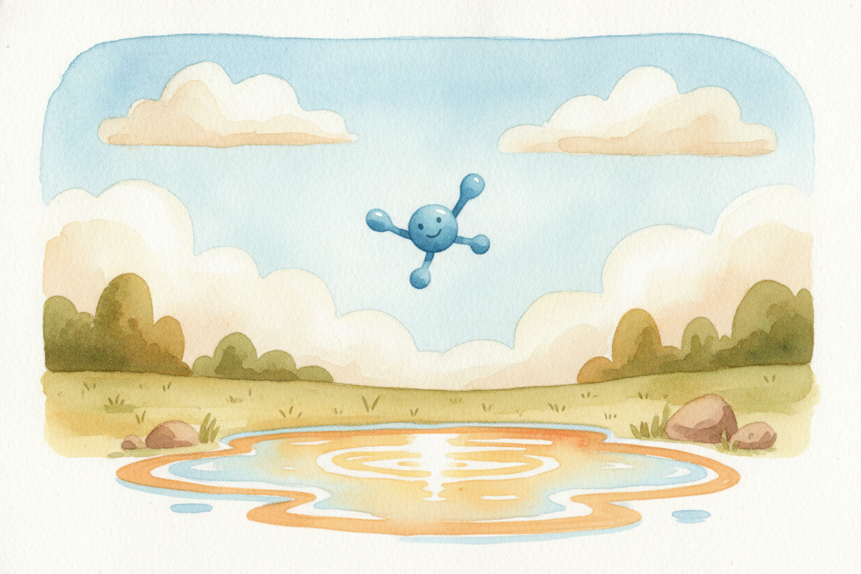 Now picture the dancers right at the very top of the puddle. Every so often, one gets bumped so hard, with such a fast j