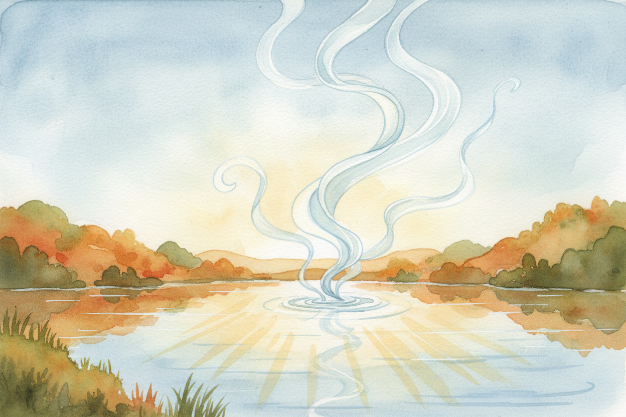 When the sun heats up oceans, lakes, and rivers, it turns some of that water into vapor — an **invisible gas** that floa