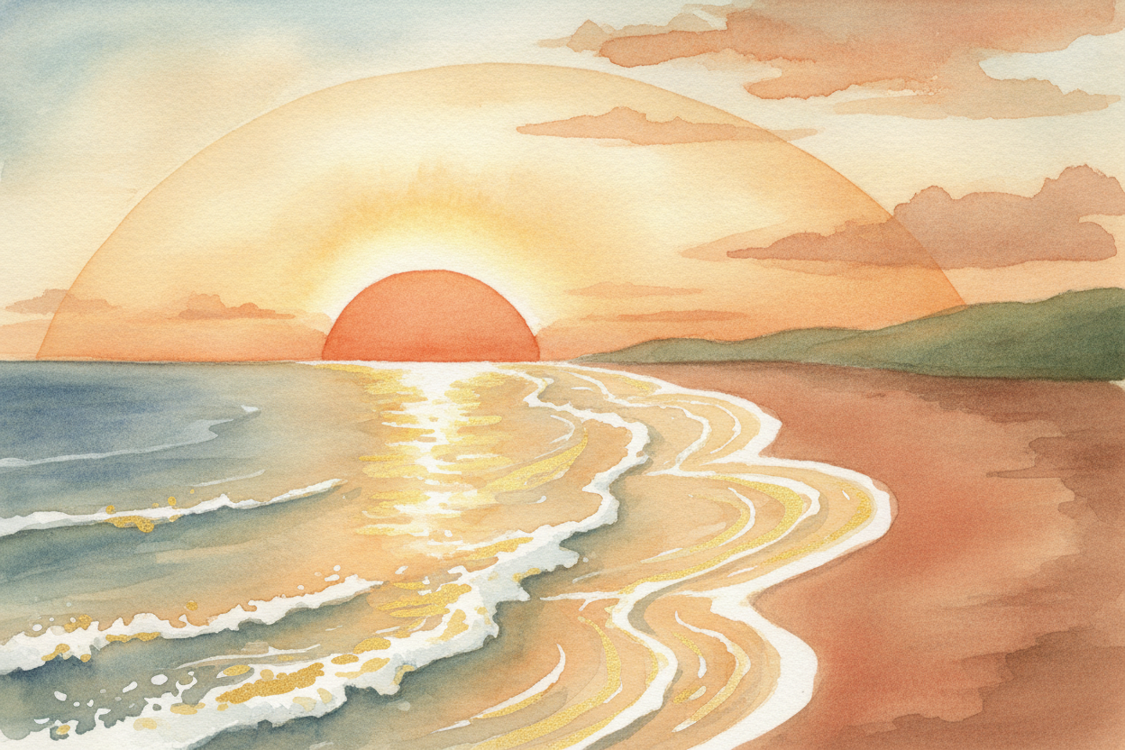 ~~That's why~~ sunset isn't the Sun falling. **It's your patch of ground tilting away**, _like the edge of the merry-go-