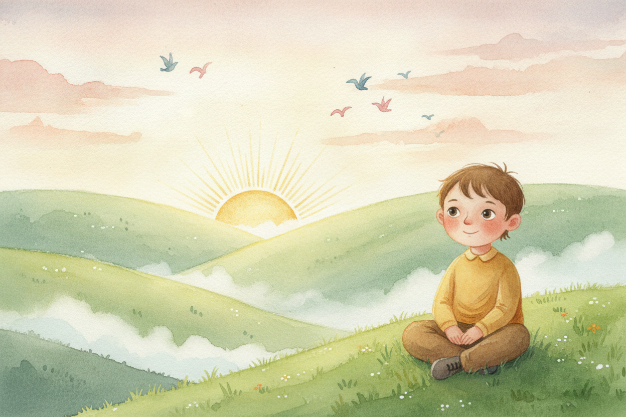 By morning, your side of Earth has **turned all the way back around** to face the lamp again. The Sun appears to climb o