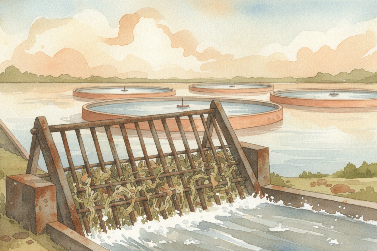 At the treatment plant, the water gets a ~~serious makeover~~. First, big screens catch the junk that shouldn't have gon