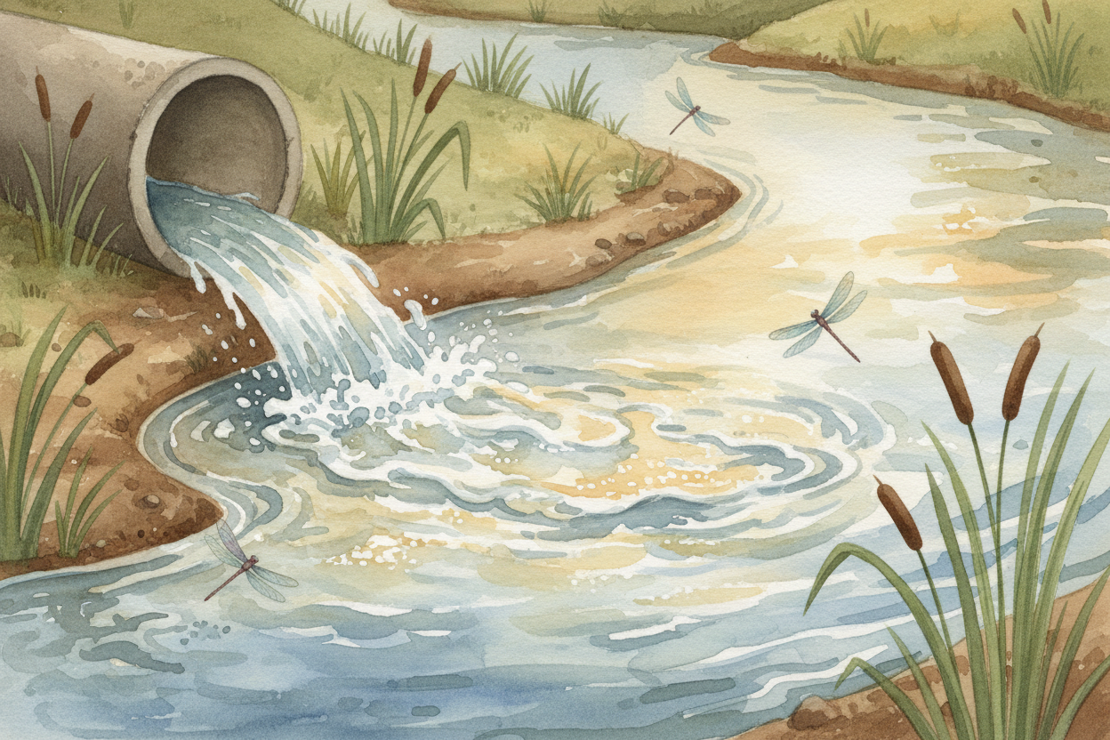 ~~Almost done!~~ The nearly-clean water gets one last treatment — usually chlorine or UV light to zap any remaining germ