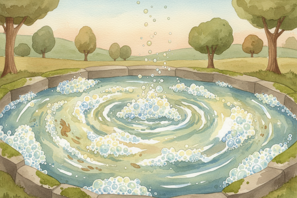 Next, the water meets billions of tiny helpers: ++bacteria++. These microorganisms are the plant's **secret weapon**. Th