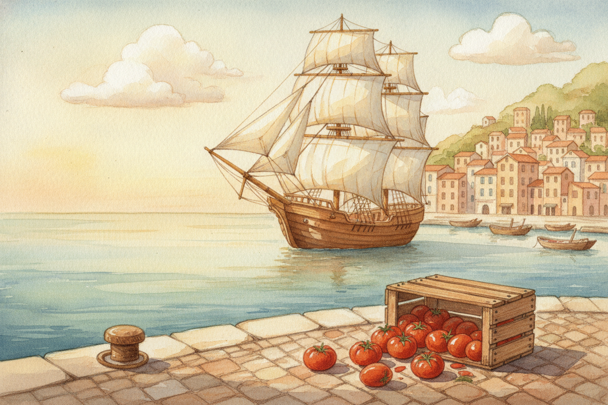 For most of that history, **one ingredient was missing** — the one you'd swear pizza can't exist without. ++Tomatoes++.
