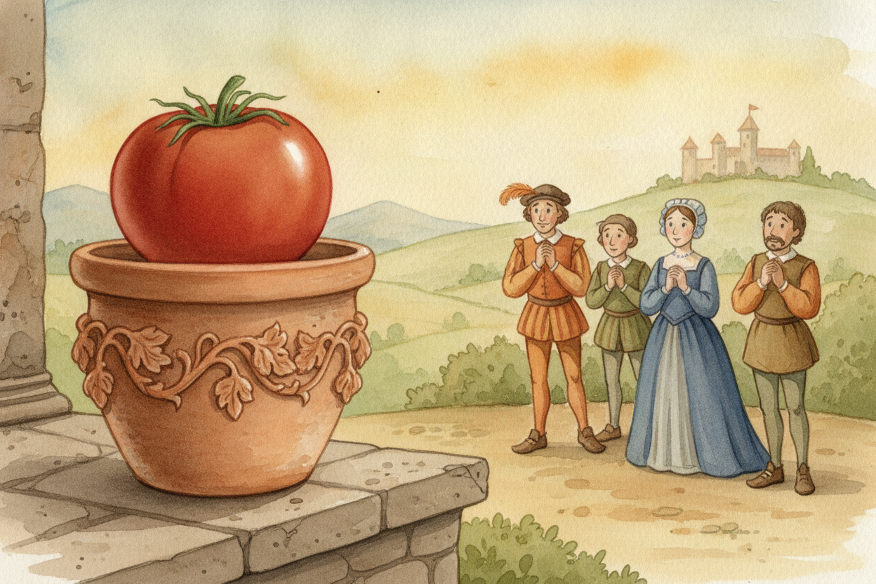 And _at first_, Europeans were suspicious of these **strange red globes**. Some thought tomatoes might be *poisonous* an