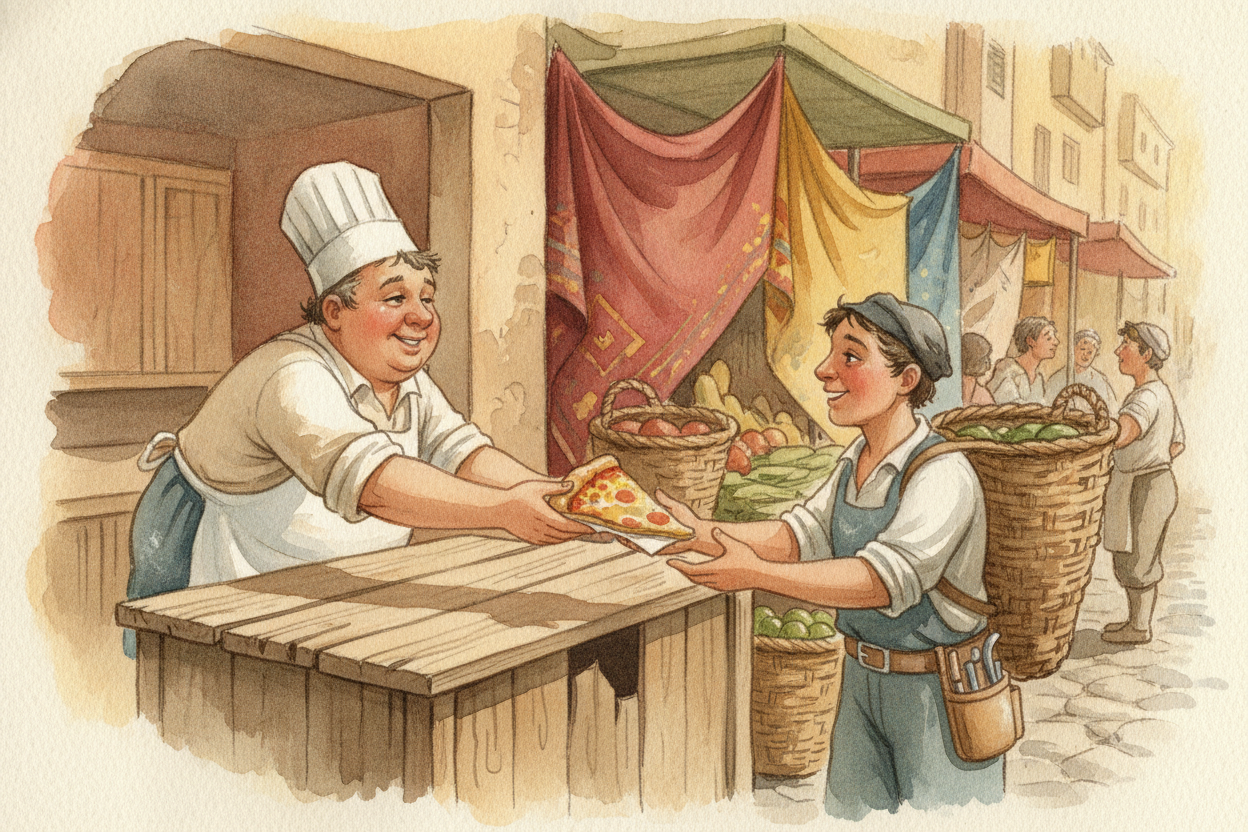 The place that finally married tomatoes to flatbread was ++Naples++, a busy, crowded city in southern Italy. Working peo