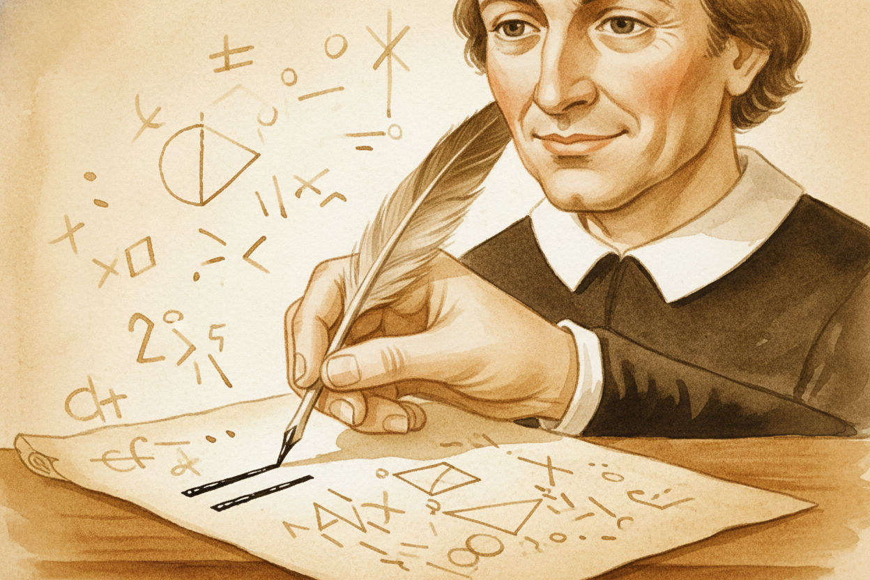 So ++Recorde++ did what any annoyed genius would do: he invented a shortcut. He needed a symbol that showed two things w