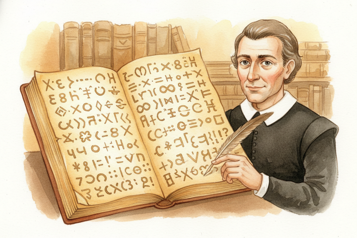 Before Recorde, mathematicians used all kinds of symbols. Some wrote "aequales." Others drew little shapes or abbreviati