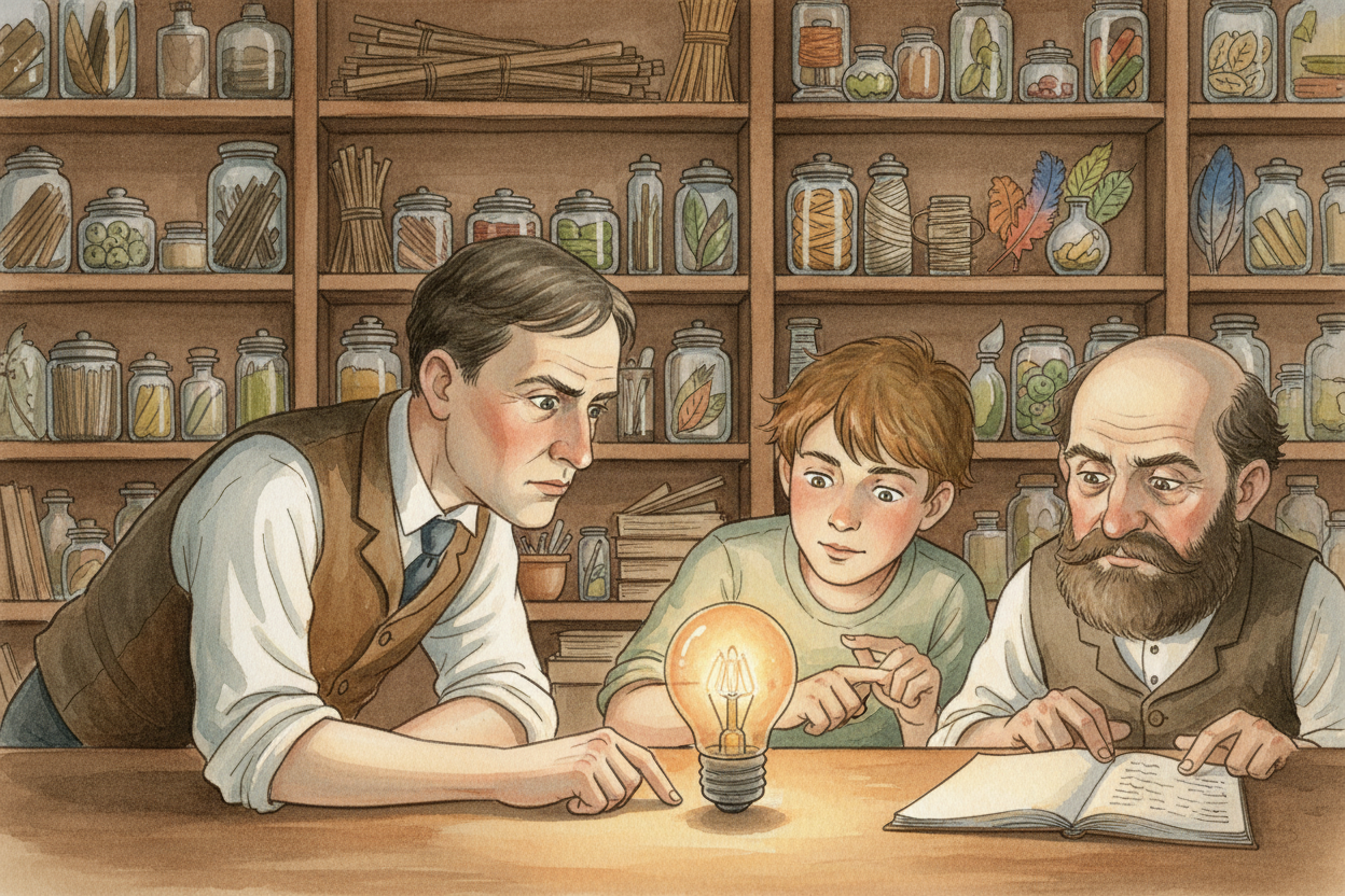 Enter ++Thomas Edison++ in 1879. He wasn't the first, but he was the most obsessed. His team tested **over 3,000 materia