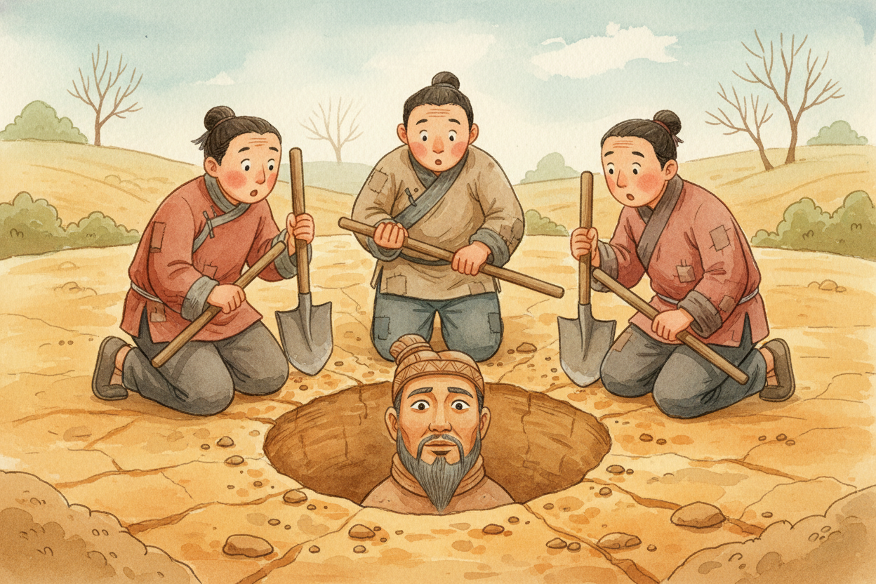 Deep underground in China, in 1974, some farmers were digging a well when their shovels hit something hard. ~~Not rock. 