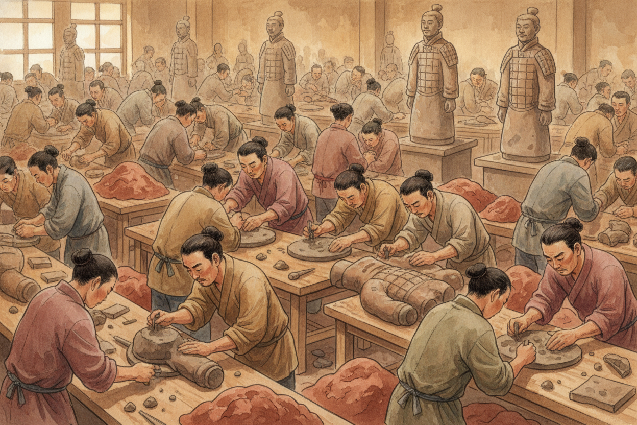 ~~But who actually sculpted them?~~ The emperor didn't pick up a clay tool himself. He ordered it, and then *thousands o