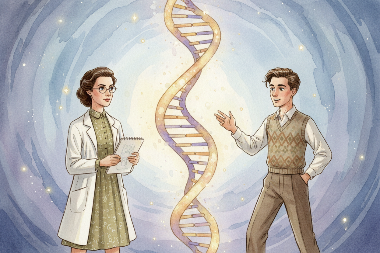 ~~Here's the prickly part.~~ ++Watson++ was shown ++Franklin's Photo 51++ — without her knowing. The moment he saw that 