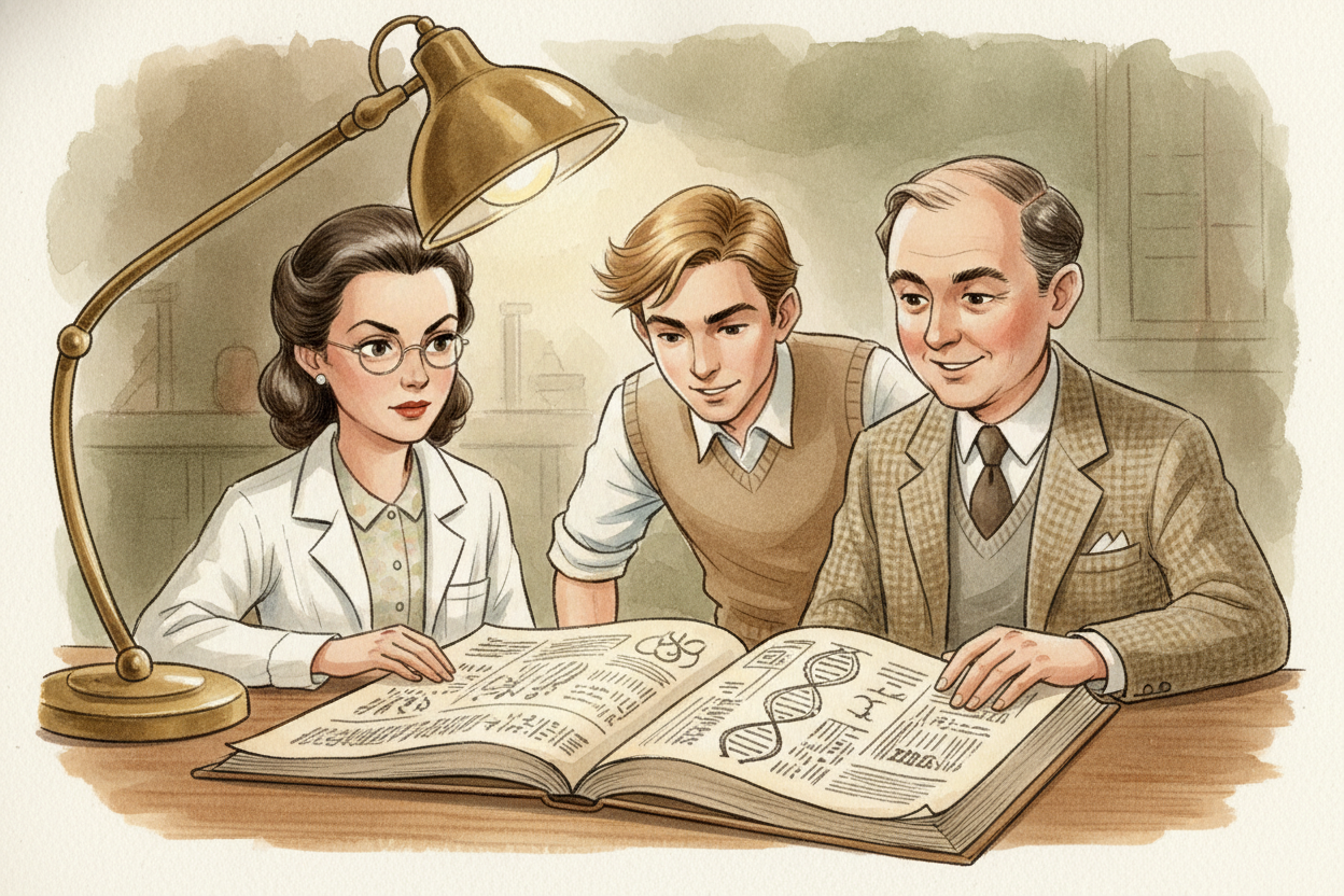 In 1953, ++Watson and Crick++ published their famous model of DNA. ++Franklin++ published her own findings in the very s