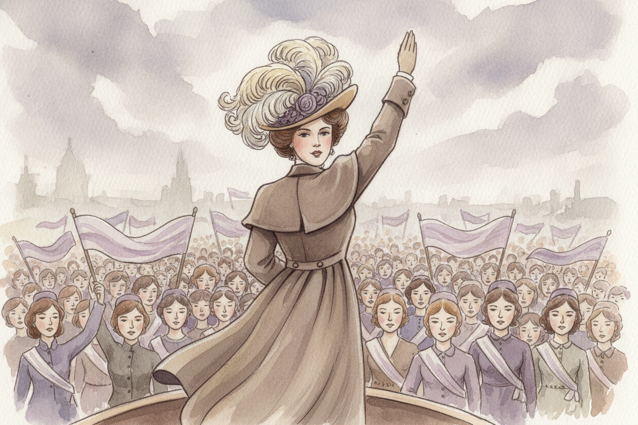 Across the ocean in Britain, ++Emmeline Pankhurst++ grew tired of being _politely ignored_. She founded a group with a f