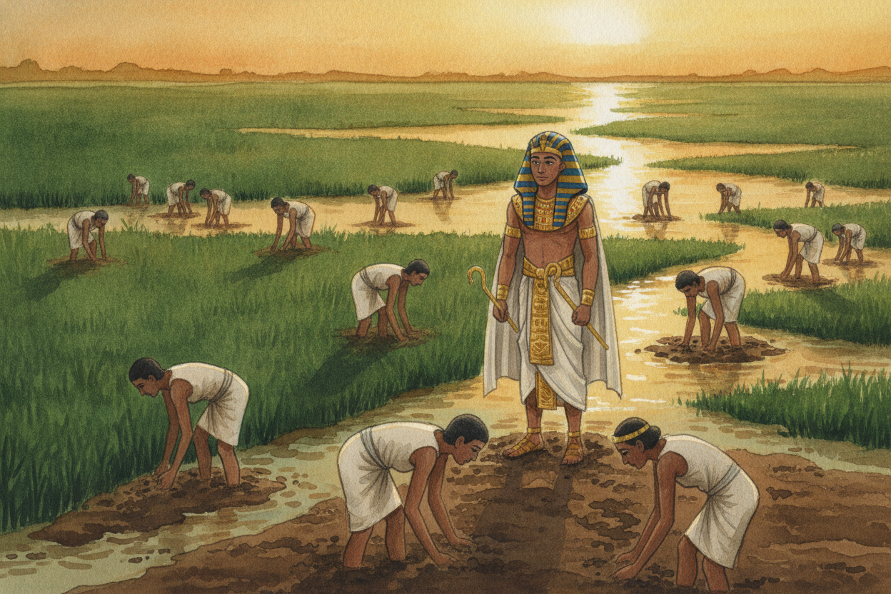 Then there was the river — the real engine of Egypt. Every year the ++Nile++ flooded and left behind *dark, rich mud* th