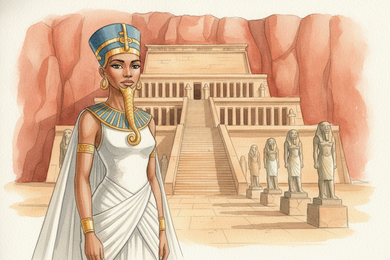 Most pharaohs were men, but not all. A queen named ++Hatshepsut++ ruled as a full pharaoh and built grand monuments. Muc