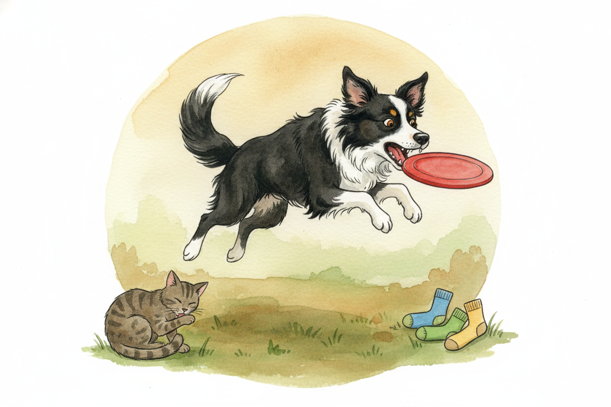 Border Collies also have *~~insane~~* focus. They **lock onto a task like a laser beam**. Show them a frisbee, and the w