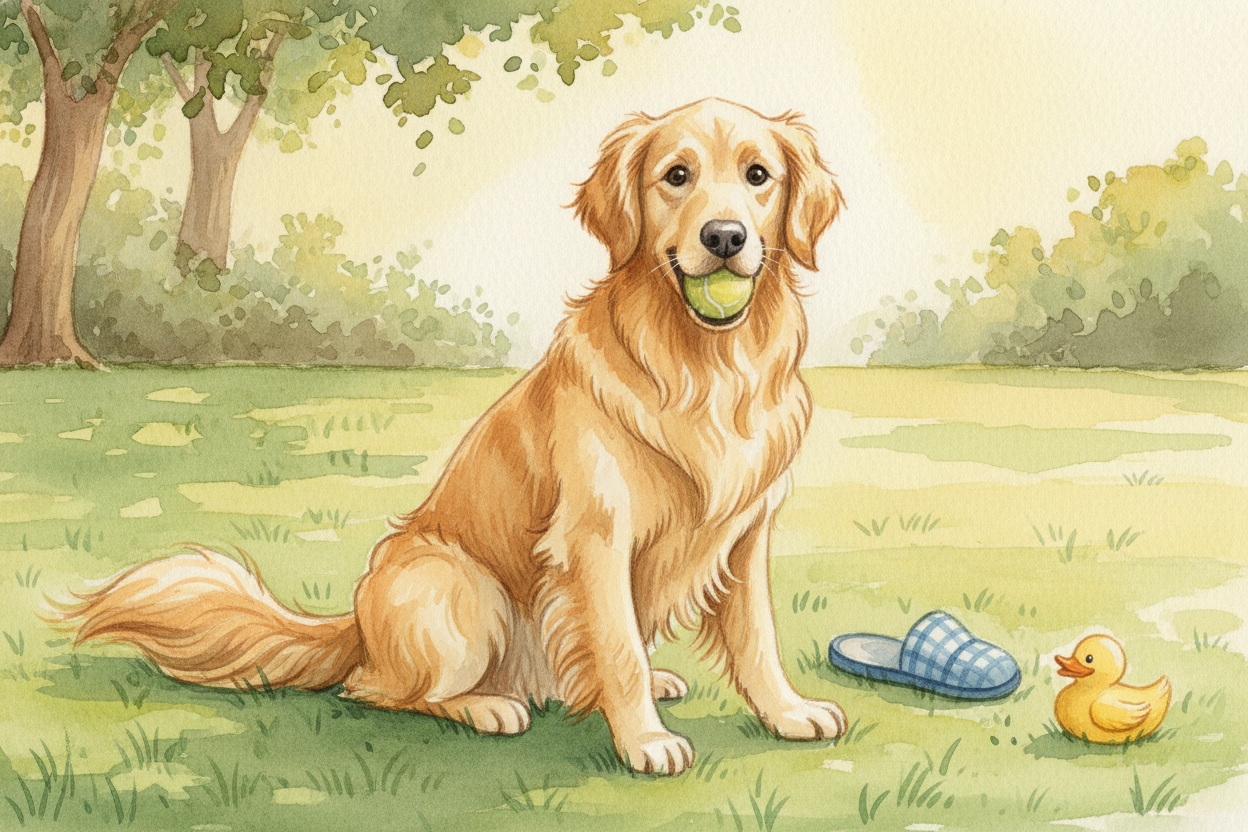 You've probably noticed: ++Golden Retrievers++ carry tennis balls, slippers, even baby ducks in their mouths **without l