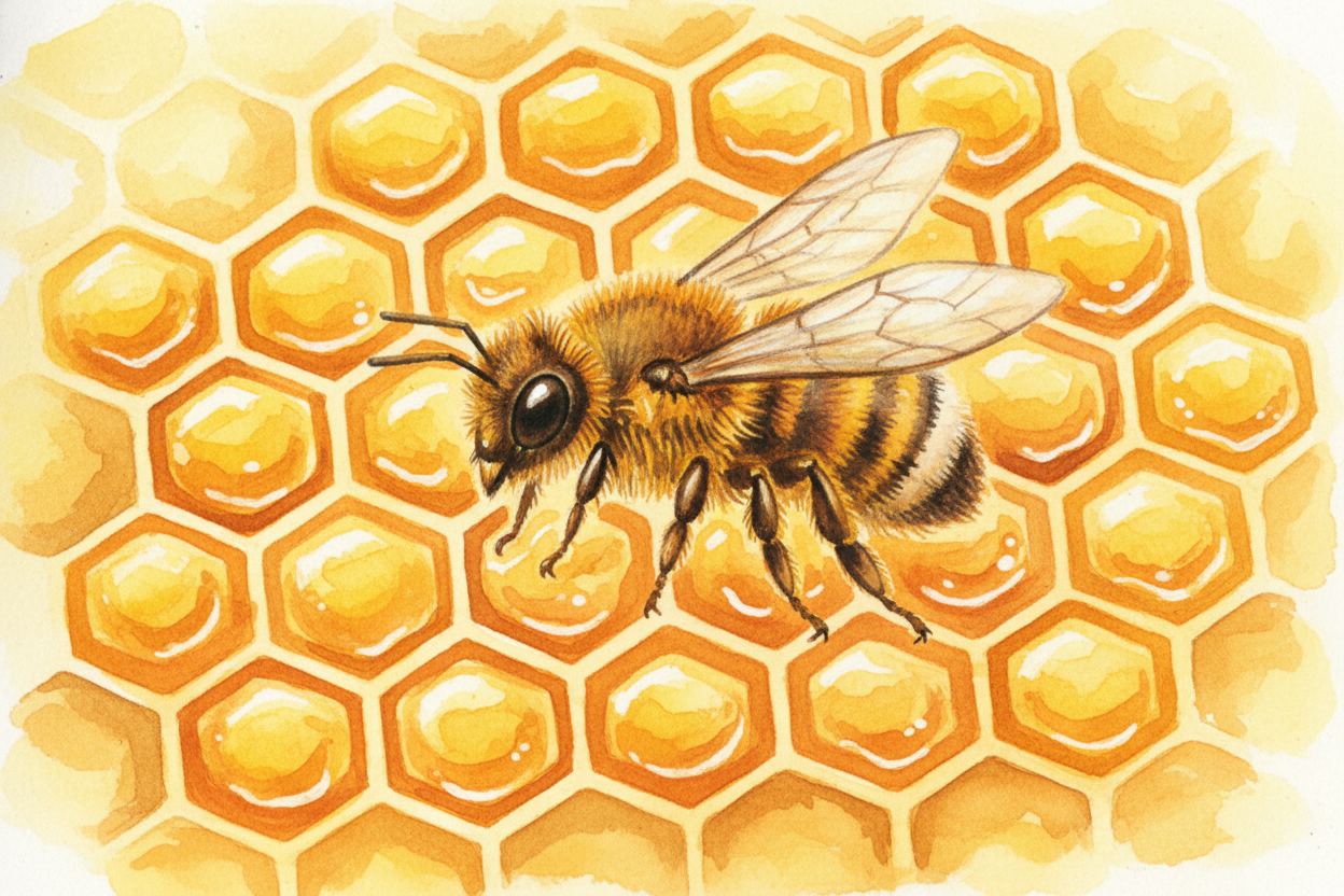 ~~Have you ever looked closely at a honeycomb?~~ Every single cell is a **perfect hexagon** — *six equal sides, six matc