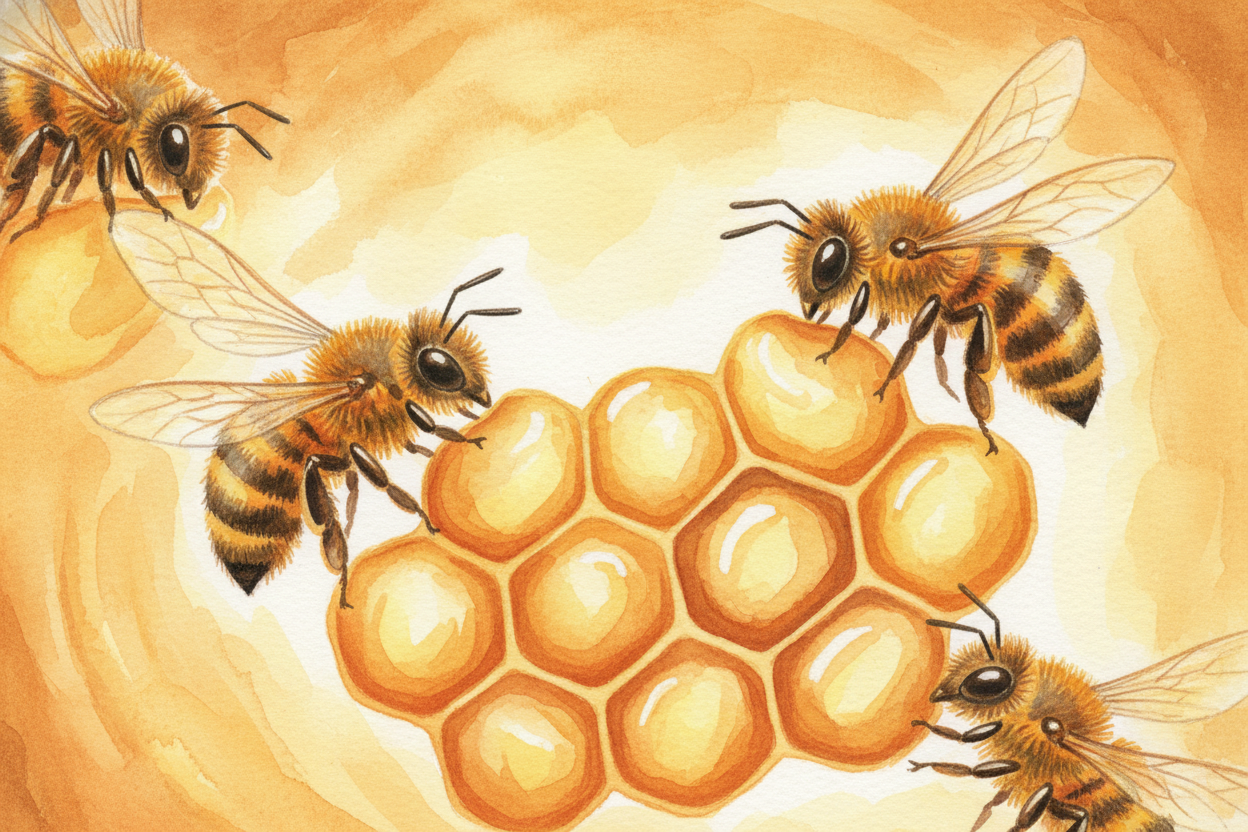~~Bees don't do math homework, though.~~ They can't calculate perimeter-to-area ratios. So how do they end up building t