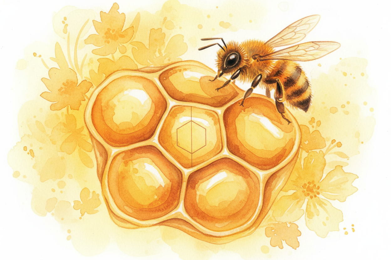 Each bee carves out a circular cell, working in the soft, warm wax. ~~But here's what happens~~ when you pack circles to