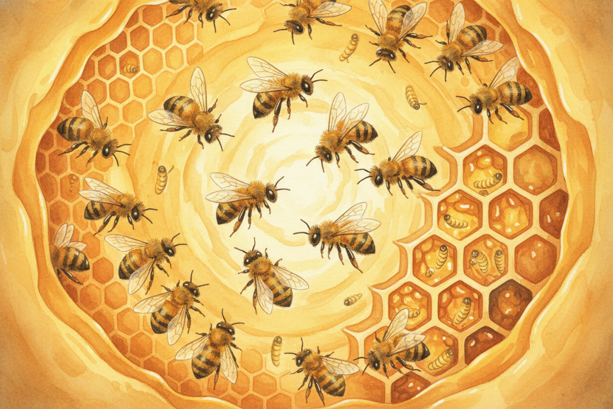Add in the warmth of **thousands of bees** working and breathing in the hive, and the *wax stays soft* long enough to se
