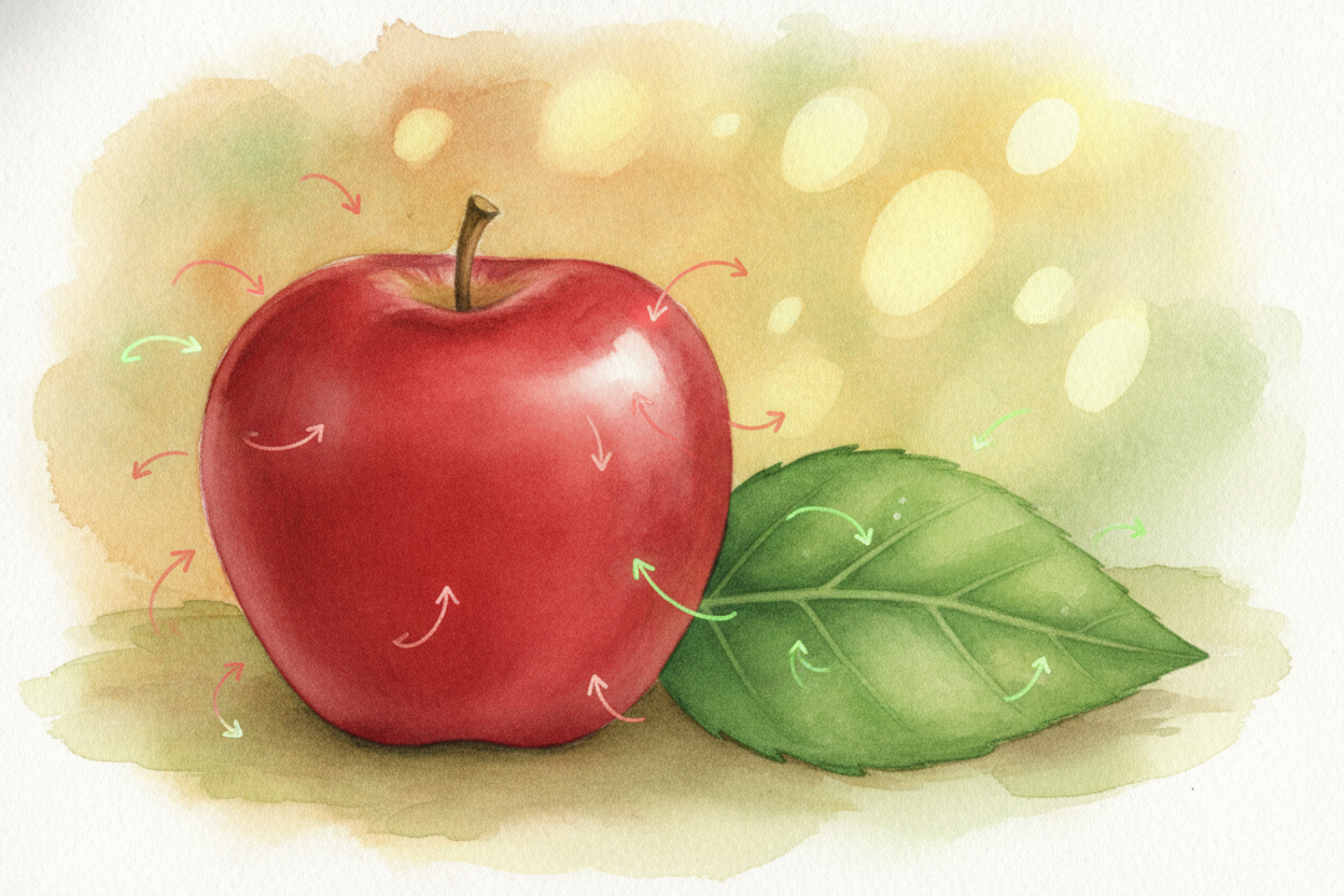 **It feels backwards**, but every color works this way. A red apple is red because it soaks up every color except red an