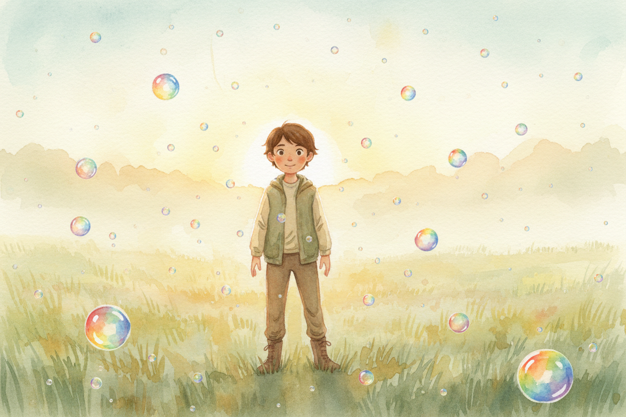 이제 여러분이 들판에 서 있다고 ~~상상해 보세요.~~ 해는 여러분 뒤에 있어요. **수백만 개의 물방울**이 위, 아래, 왼쪽, 오른쪽, 모든 방향에서 여러분을 둘러싸고 있지요. 하지만 여러분은 해와 여러분을 잇는