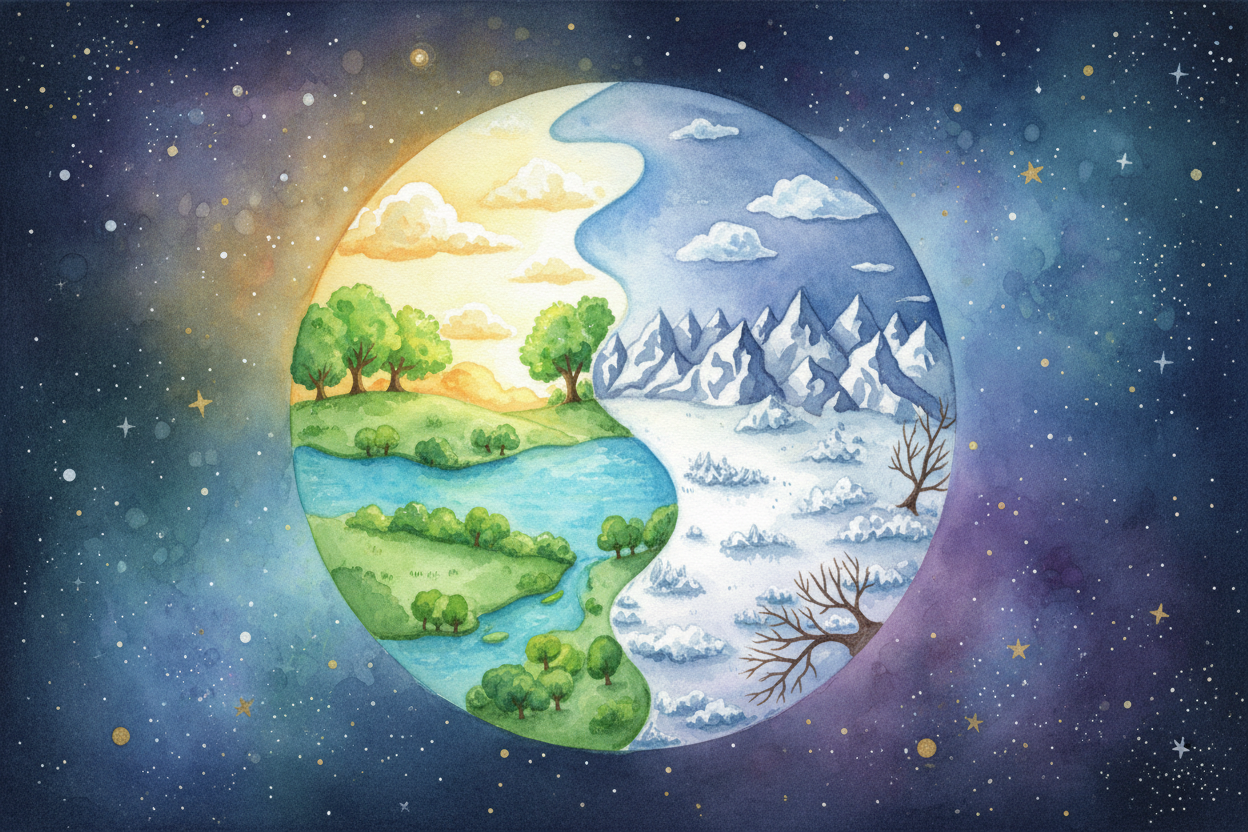 ~~Here's the wild part:~~ when it's summer where you are, it's winter on the opposite side of the planet. While you're a