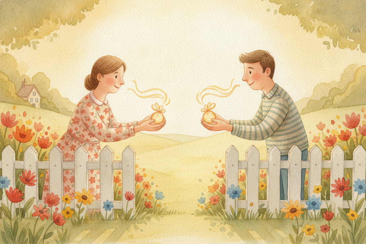 But **splitting isn't the only thing** languages do — they also borrow. When two groups meet to trade, marry, or just li