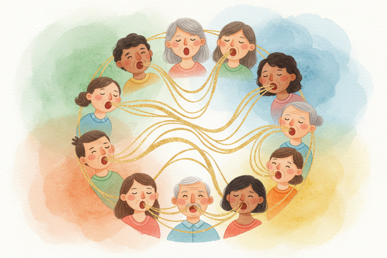~~That last part is the clue.~~ Contagious yawning isn't about being sleepy — **it's about being connected**. When you a