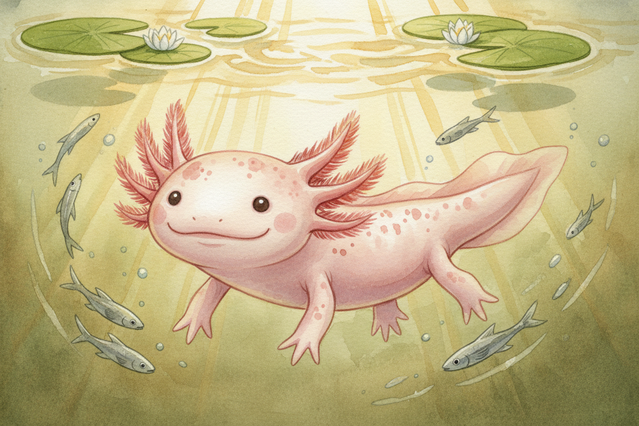 For now, the axolotl keeps its secrets close, floating through cold mountain lakes with that permanent gentle smile. It 