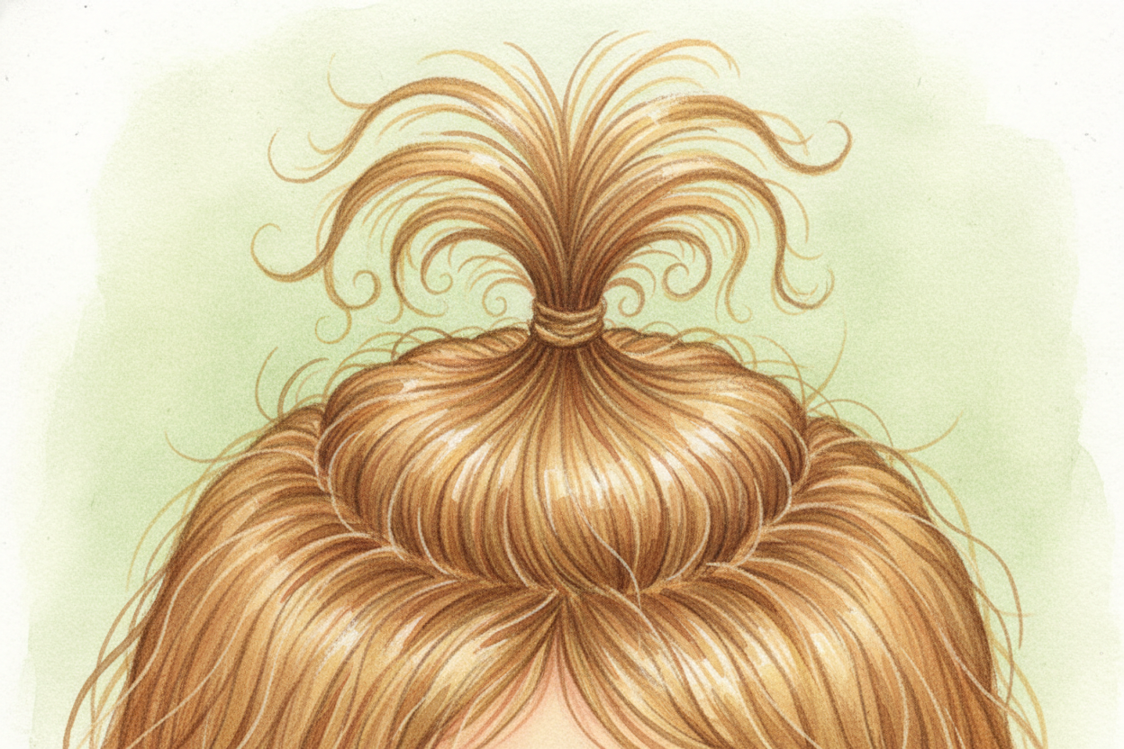 They pile up. Every hair you combed south is trying to squeeze through the same tiny point at the bottom. They can't all