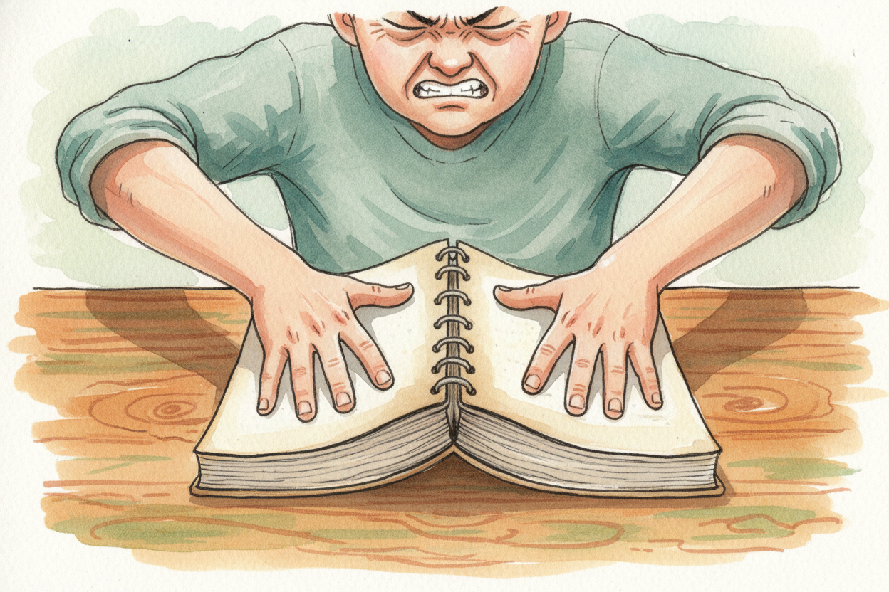 By the seventh fold, you're trying to bend **128 layers** at once. That's a stack as **thick as a notebook**. Try bendin