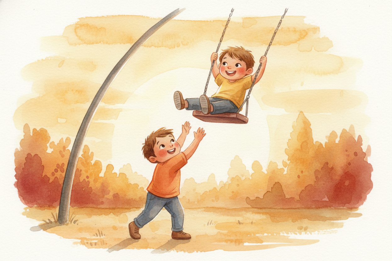 So next time you're pushing a swing, **listen for its rhythm**. Wait for it to come back, then push right as it swings a