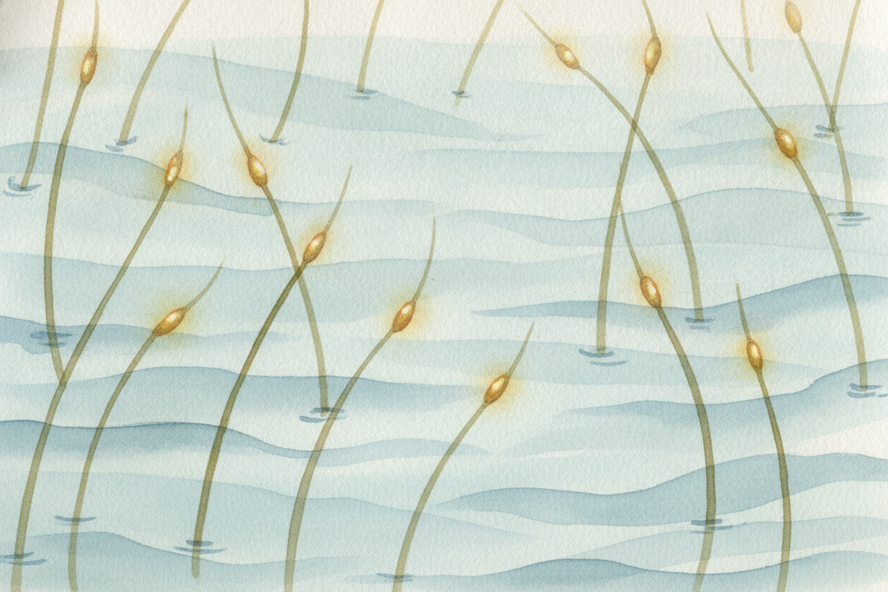 Floating inside that snail shell are thousands of microscopic hair cells, each one bending in the ripples. ~~Here's the 