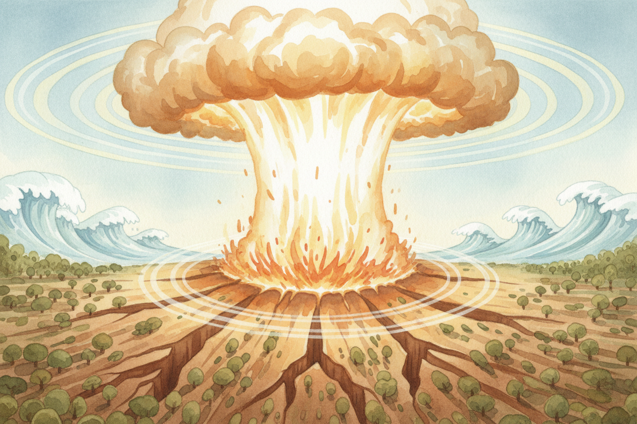 When the asteroid slammed into what is now ++Mexico++, the impact was **a million times more powerful than all of humani