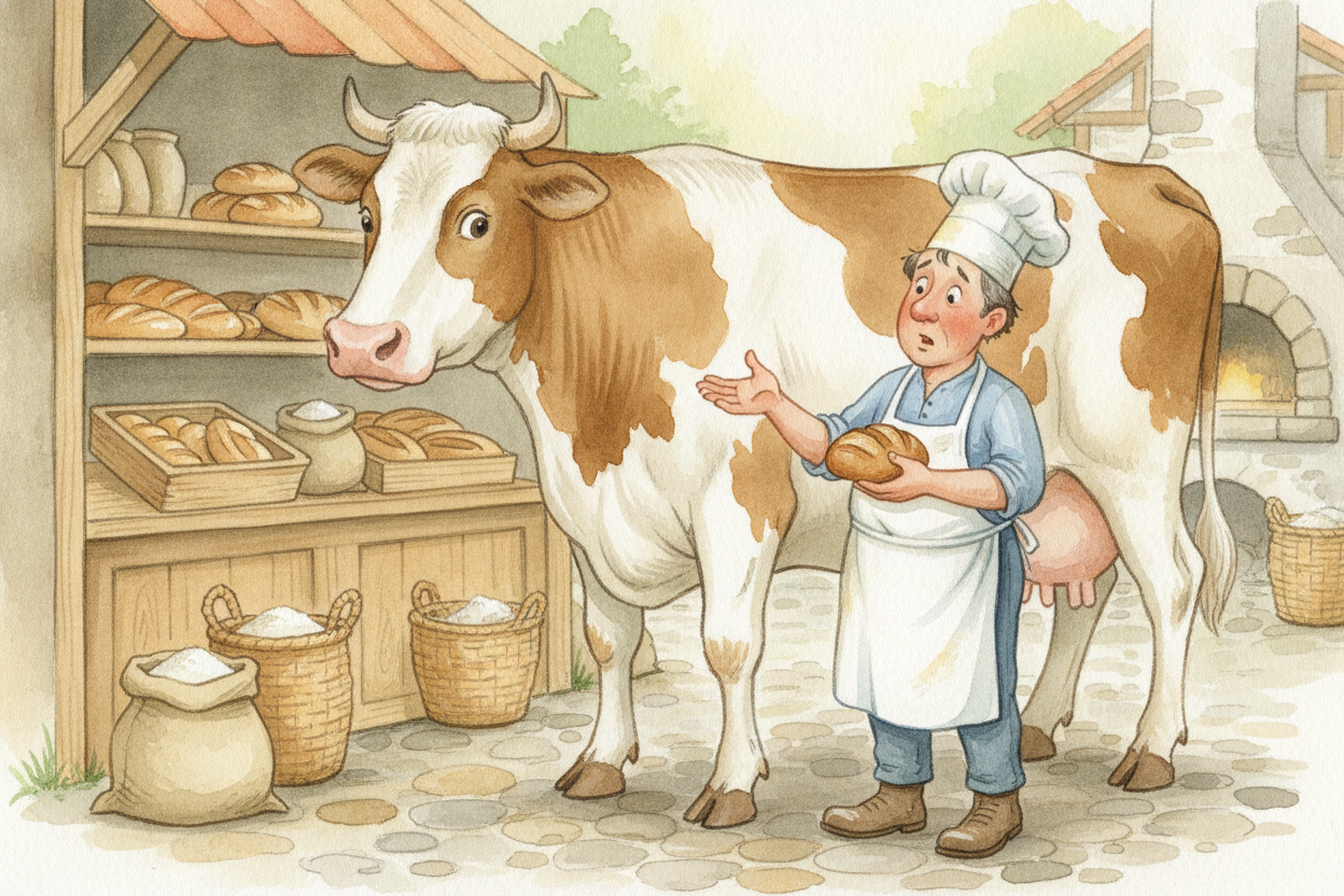 And some things simply don't trade well. A cow is valuable, but **you can't snap off one leg to buy a loaf of bread**. G